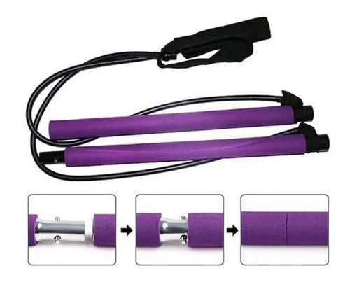 Kit Barra Pilates Portátil Con Bandas Elásticas Fitness Yoga