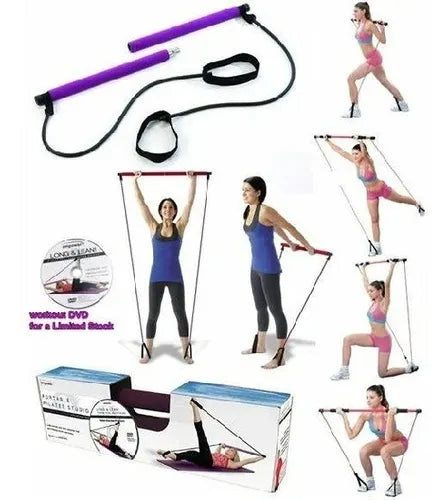 INNOCEDAR - Kit de bar de gimnasio en casa con bandas de resistencia,  entrenamiento portátil de cuerpo completo, sistema de barra de pilates