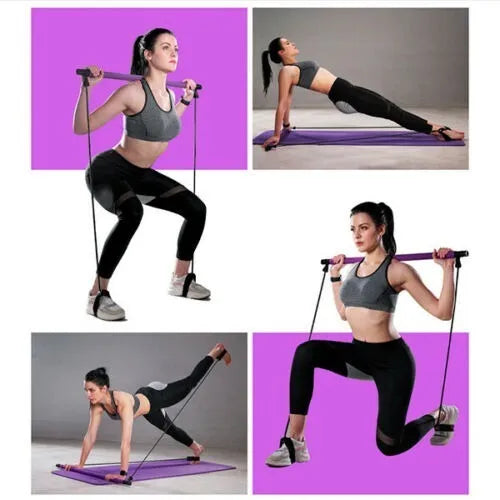 Barra con cintas elásticas para fitness y pilates